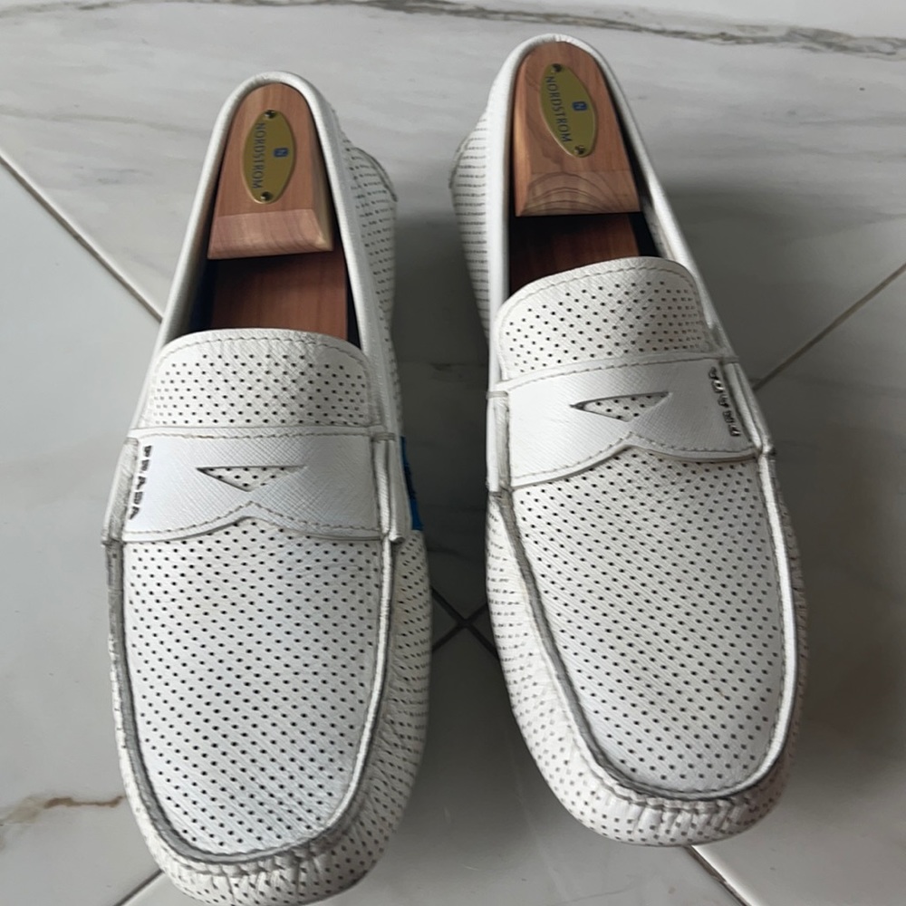 White with side strip Prada size 8 1/2